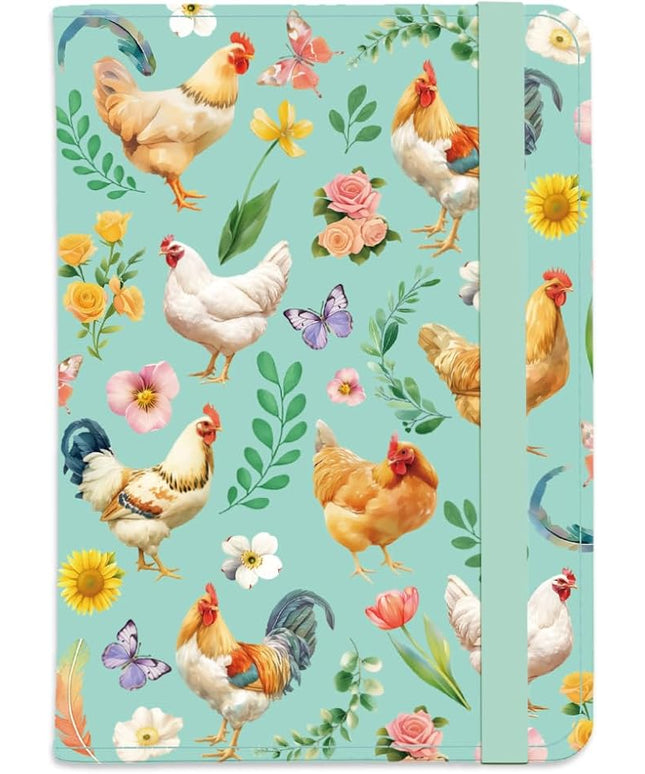 Hens Foliage Leather Passport Holder Cover Flower Leaves Travel Wallet Passport Case with Credit Card Slots for Women Men Travelling Essentials for Flying