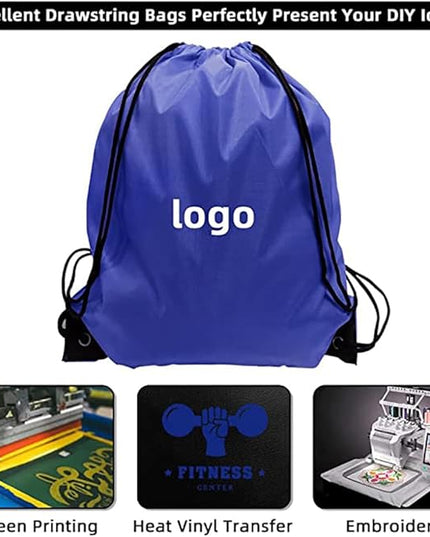 GoodtoU Drawstring Bags, Nylon Gym Bags with Cinch Sack - Drawstring Backpack for Sport, Traveling, Team (Blue, 48Pcs)