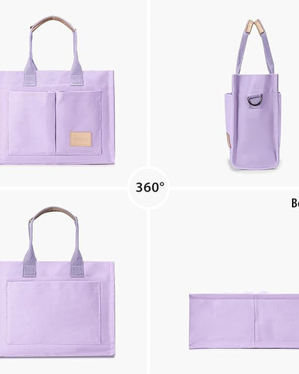 Canvas Tote Bag for Women Crossbody Work Purse with Pockets Top Handle Handbag Satchel Bags for Travel Nurse Teacher