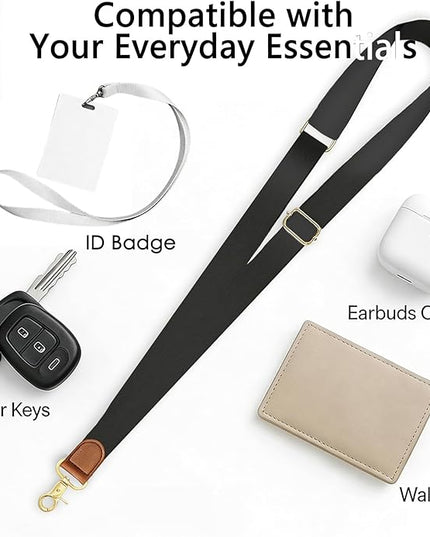 Black Adjustable Phone Lanyard Crossbody & Wrist Strap – Universal Neck Strap for iPhone Android, Keys & Wallets