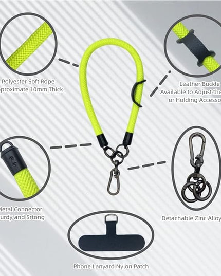 Phone Lanyard Wrist Strap Phone Strap Wrist Lanyard for Cell Phone Around the Hand with Lanyard Patch (Fluorescent Yellow)