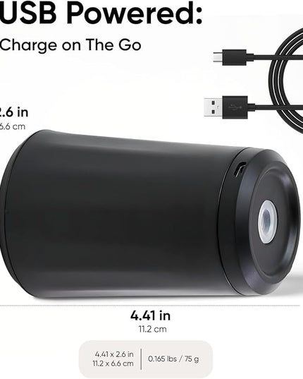 Owleys Aura Glide Waterless Car Diffuser – Portable Essential Oil Nebulizer for Car & Home | 6×100ml Essential Oils | Single Charge = 1 Month of Use | Aromatherapy Diffuser, Cupholder-Friendly | Black