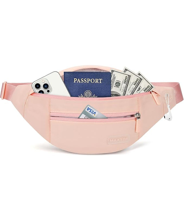 MAXTOP Large Crossbody Fanny Pack with 4-Zipper Pockets,Gifts for Enjoy Sports Festival Workout Traveling Running Casual Hands-Free Wallets Waist Pack Phone Bag Carrying All Phones