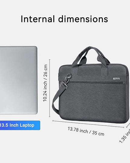 Voova Laptop Bag 13-14 Inch, 360° Protective Laptop Case Sleeve with Shoulder Strap Compatible with Macbook Air 13, MacBook Pro 13/14, Waterproof Computer Bag Slim Briefcase for Men Women, Grey