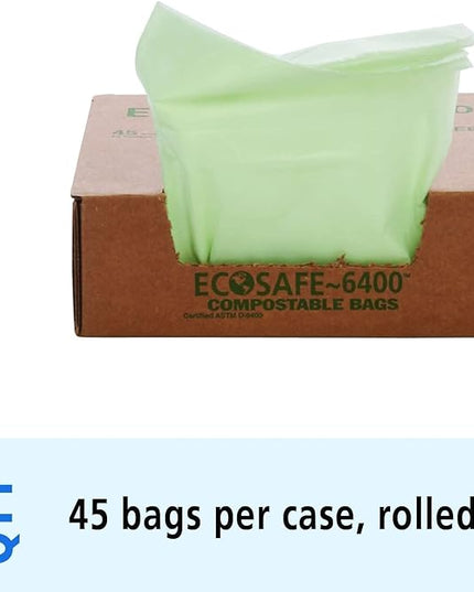 Stout by Envision Ecosafe-6400 Bags, 13 Gal, 0.85 Mil, 24" X 30", Green, 45/box