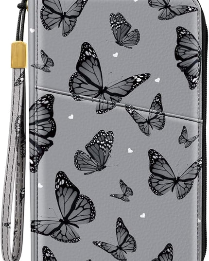 Family Passport Holder Wallet RFID Blocking Document Organizer PU Leather Mulit-purpose Travel Wallet Credit Cards Case for Women Men, Butterflies