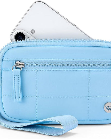 WESTBRONCO Wristlet Wallets for Women Nylon Quilted RFID Wallet with 3 Zipper Purse for Travel