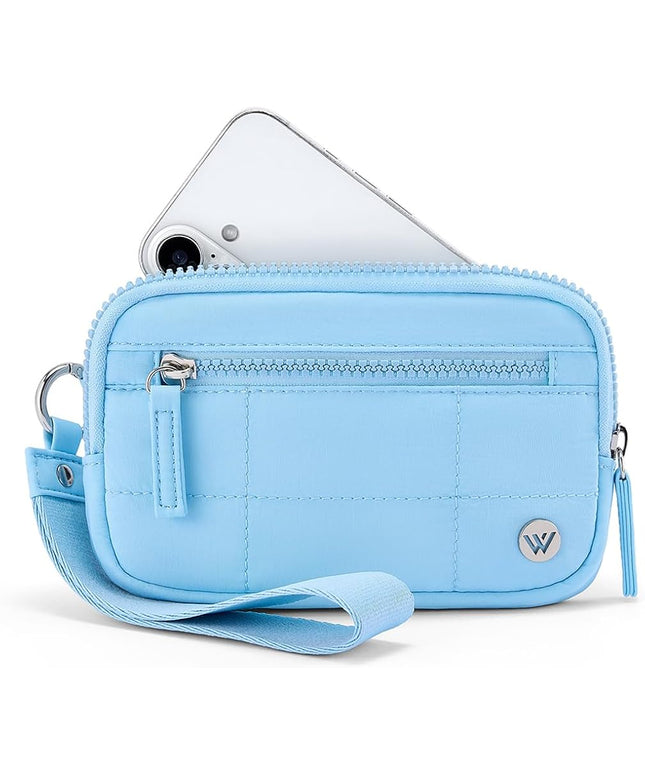 WESTBRONCO Wristlet Wallets for Women Nylon Quilted RFID Wallet with 3 Zipper Purse for Travel