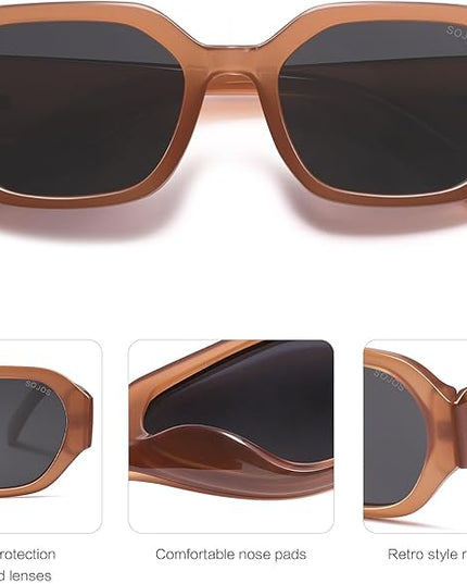 SOJOS Polarized Sunglasses For Women Retro Rectangle Womens Sun Glasses Trendy Narrow Square 90s Shades SJ2232