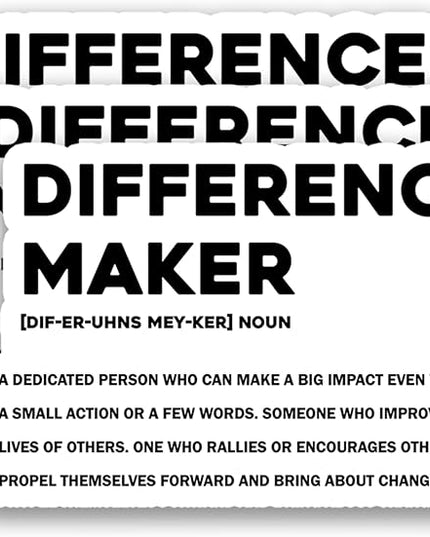 (3Pcs) Difference Maker Definition Stickers Inspirational Positive Sticker Waterproof Vinyl Decals for Water Bottle Laptop Scrapbook, Thank You Appreciation Gifts for Teacher Coach Coworkers, 3" x 2"