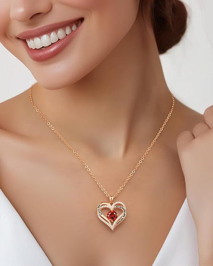 CDE Forever Love Heart Necklaces for Women, Wedding Anniversary, Birthday Mothers Day Christmas Day Gifts for Mom, Mother, Wife, friend, S925 Silver Jewelry with Birthstone Pendant