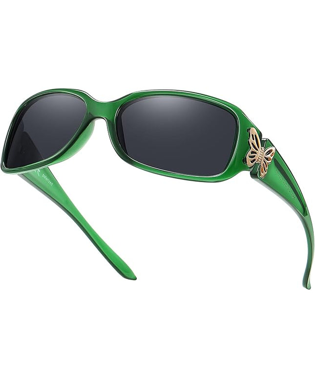 HAOLOTA Women's Polarized Sunglasses - Fashionable Wraparound Butterfly Design with UV400 Protection
