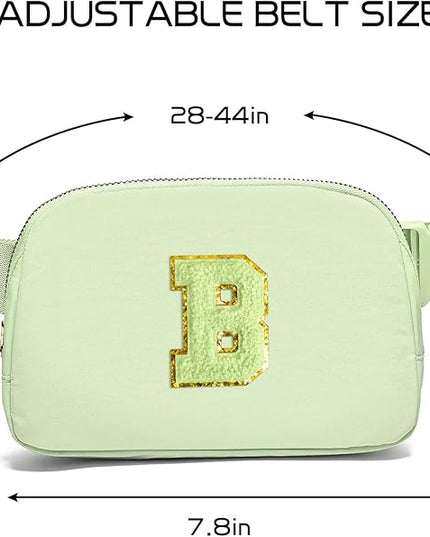Gitus Gifts for 8 9 10 11 12 Year Old Girls Belt Bag Fanny Pack Crossbody Bags with Initial Letter Patch Cute Stuff Birthday Gifts for Teen Girls Women Personalized Trend Stuff (Light Green-B)
