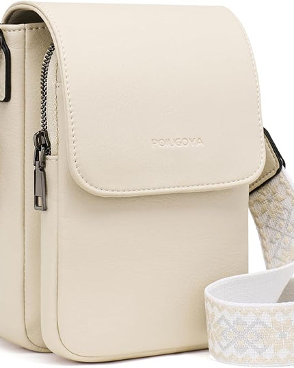 POIUGOYA Small Crossbody Bags for Women Trendy,Leather Triple Compartment Cell Phone Crossbody Wallet Purses with Card Slots
