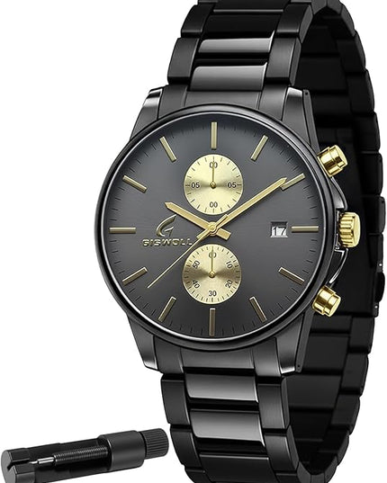 Stylish Stainless Steel Chronograph Watches for Men with a Hefty, Solid-Build Feel — Waterproof Quartz Mens Watches with Auto Date & Second Subdials, Valentines Day Gifts for Him, Boyfriend, Husband, Dad