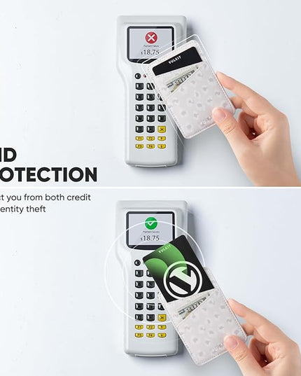 VULKIT Phone Card Holder Wallet Leather Adhesive Pocket RFID Blocking Credit Card Sleeves Stick Back of Phone Smartphones