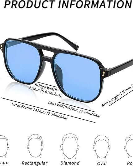 FEISEDY Retro Square Aviator Sunglasses Women Men 70s Vintage Trendy Plastic Frame Sun Glasses B2835