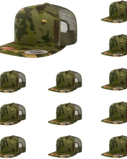 Yupoong 5-Panel YP Classic Trucker Cap | High Profile Flat Visor Snapback | OSFM | Bulk Packs Available