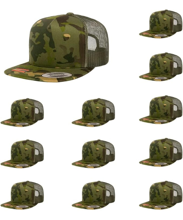 Yupoong 5-Panel YP Classic Trucker Cap | High Profile Flat Visor Snapback | OSFM | Bulk Packs Available