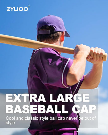 Zylioo XL XXL Oversize Baseball Cap, 100% Cotton Adjustable Dad Hat for Big Heads 23.5"-25.5", Soft Crown Large Size Cap