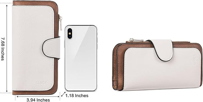 CLUCI Wallet For Women PU Leather RFID Blocking Womens Wallet Bifold Card Holder with ID Window Gifts for Women Birthday | RFID Blocking, Designer, Trifold, Card Holder, ID Window