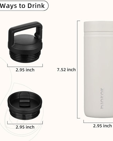 BJPKPK Insulated Water Bottle with 2 Lids,20 oz Double Wall Stainless Steel Vacuum Tumbler Travel Coffee Mug,Wide Mouth Thermal Cup,Milky