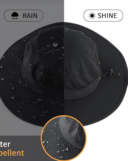 Home Prefer UPF50+ Mens Sun Hat Wide Brim Womens UV Protection Beach Bucket Hat for Fishing Hiking Snap Up Cowboy Hat