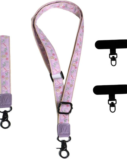 Adjustable Lanyard for Phone, Camera, Name Tags, ID card, Keychain and Wristlet Straps with 2 phone pads(Black)