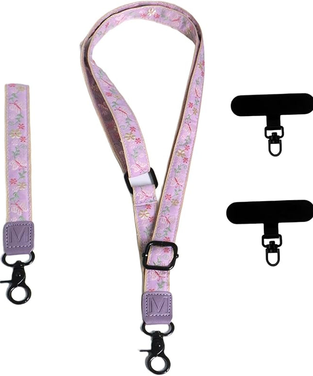 Adjustable Lanyard for Phone, Camera, Name Tags, ID card, Keychain and Wristlet Straps with 2 phone pads(Black)