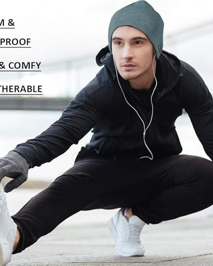 EMPIRELION Softshell Winter Fleece Lined Beanie Hats, 9" Running Skull Cap Thermal Tactical Watch Cap Men Women