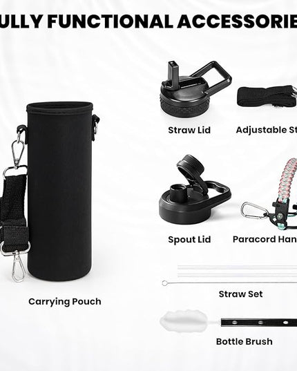 Insulated Water Bottle 20 oz, Triple Wall Vacuum Stainless Steel (Cold for 48 Hrs), Leak Proof & Non-BPA, Kids Water Bottle Jug for School with Straw Spout Lids, Hydrangea
