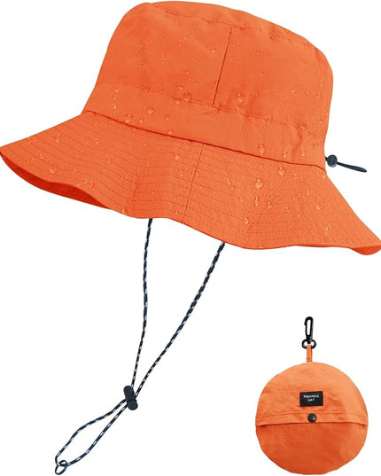 PFFY Quick Dry Waterproof Packable Bucket Hat for Women Men Outdoor Sun Hats with Detachable Chin Strap
