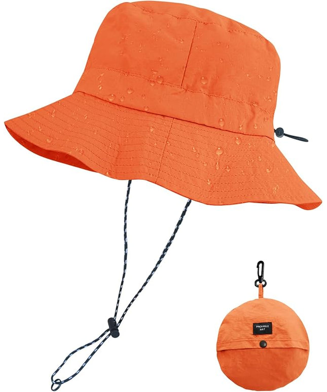 PFFY Quick Dry Waterproof Packable Bucket Hat for Women Men Outdoor Sun Hats with Detachable Chin Strap
