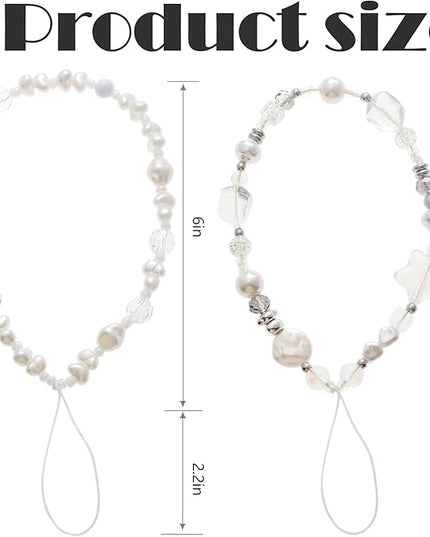 Beaded Camera Wrist Strap, Cute Phone Charms Strap, Pearl Bracelet Wrist Strap, Phone Keychain Decoration for Wallet