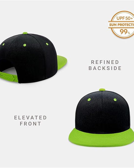 CHOK.LIDS Flat Bill Visor Classic Snapback Hat Blank Adjustable Brim High Top End Trendy Color Style Plain Tone Baseball Cap