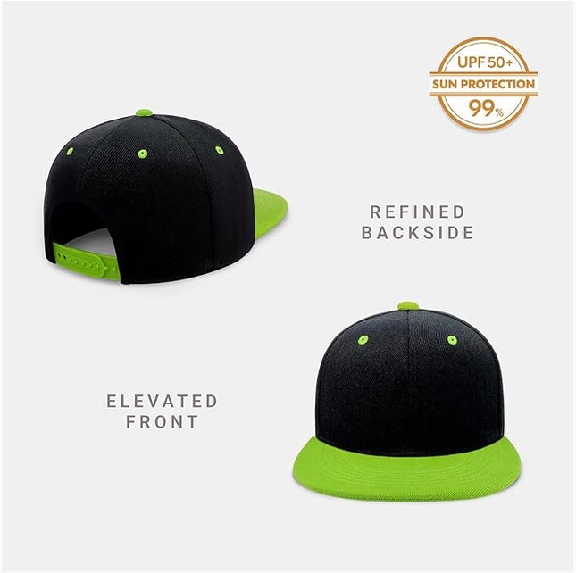 CHOK.LIDS Flat Bill Visor Classic Snapback Hat Blank Adjustable Brim High Top End Trendy Color Style Plain Tone Baseball Cap