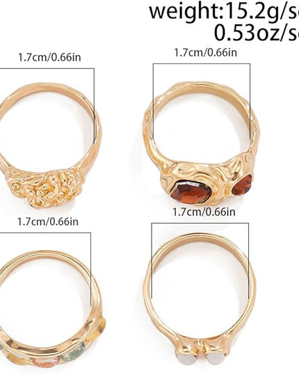 Chunky Rings for Women Adjustable Thick Rings Set Trendy Statement Stackable Ring for Women Chunky Jewlery Irregular Dome Flower Finger Knkuckle Thumb Ring