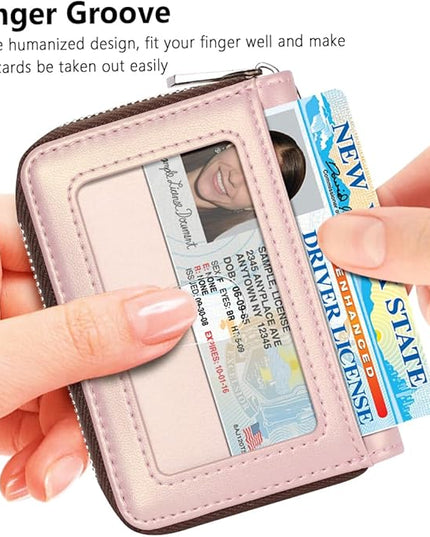 FurArt Zipper Wallet Women, RFID Blocking Credit Card Wallet, Business Card Holder, Compact Size KeyChain Wallet
