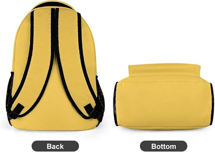 Fashion Crushed Golden Yellow Backpack Lightweight Large Capacity Laptop Daybag for Travel Work