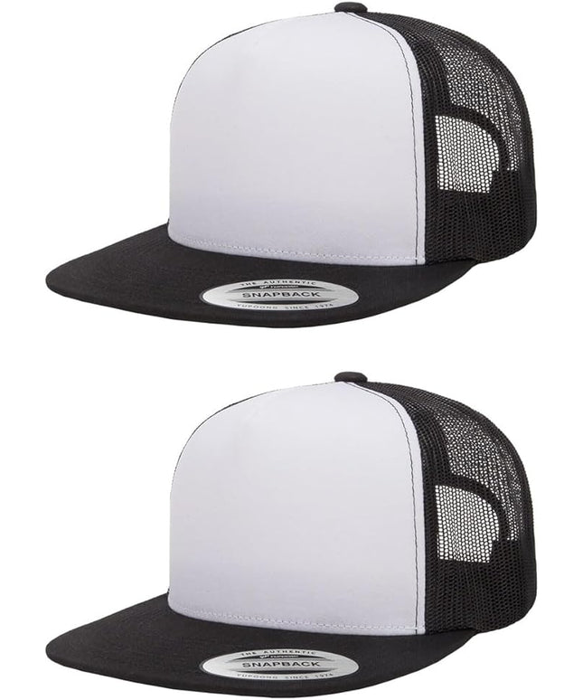 Yupoong 5-Panel YP Classic Trucker Cap | High Profile Flat Visor Snapback | OSFM | Bulk Packs Available