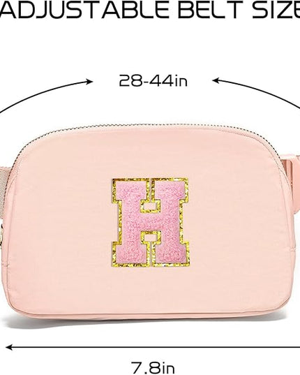 Gitus 6 7 8 9 10 Year Old Girl Gifts Belt Bag Fanny Pack Crossbody Bags with Initial Letter Patch Things for Teen Girls Easter Gifts for Girls Travel Essentials（Coral Pink-H）