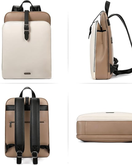 CLUCI Leather Backpack for Women, 15.6 inch Laptop Bag, Large Genuine Work Backpack Travel Back