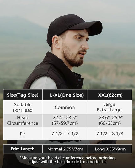 Zylioo XL XXL Oversize Baseball Cap, 100% Cotton Adjustable Dad Hat for Big Heads 23.5"-25.5", Soft Crown Large Size Cap
