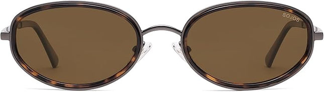 SOJOS Trendy Oval Polarized Sunglasses for Women Men, 80s 90s Chic Retro Vintage Sunnies SJ1248