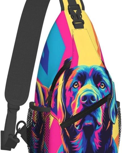 Animal Face Sling Bag Crossbody Bags Chest Bag Backpack for Travel Running and Hiking for Men Women Colorful Dog 1