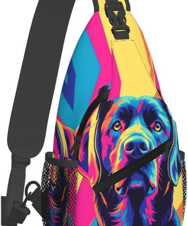 Animal Face Sling Bag Crossbody Bags Chest Bag Backpack for Travel Running and Hiking for Men Women Colorful Dog 1
