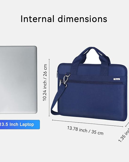 Voova Laptop Bag 13-14 Inch, 360° Protective Laptop Case Sleeve with Shoulder Strap Compatible with Macbook Air 13, MacBook Pro 13/14, Waterproof Computer Bag Slim Briefcase for Men Women, Blue