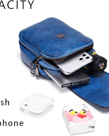 myfriday Vintage Crossbody Phone Bag for Women, Small PU Leather Shoulder Purse and Handbag with Tassel&Rivet Decoration
