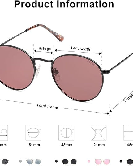 SOJOS Small Round Polarized Sunglasses for Women Men Classic Vintage Retro Shades UV400 SJ1014