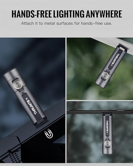 ThruNite Ti Mini Keychain Flashlight, USB-C Rechargeable EDC Pocket Light, Bright 650 Lumens Small Keychain Gadget for Camping, Everyday Carry, Indoor Outdoor Use (Grey Cool White)